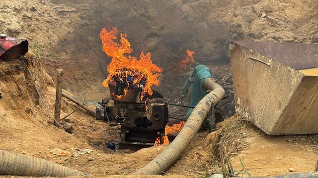 Western Region anti-galamsey operation: 12 arrested, 25 chanfang machines destroyed on rubber plantation