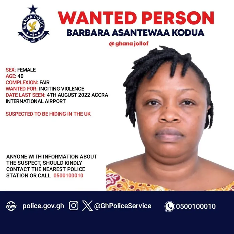 Police declare ‘Ghana Jollof’ TikTok operator Barbara Asantewaa Kodua wanted